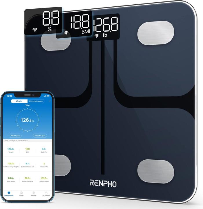 Actual product image Renpho Body Fat Scale with App, Black (180 kg)