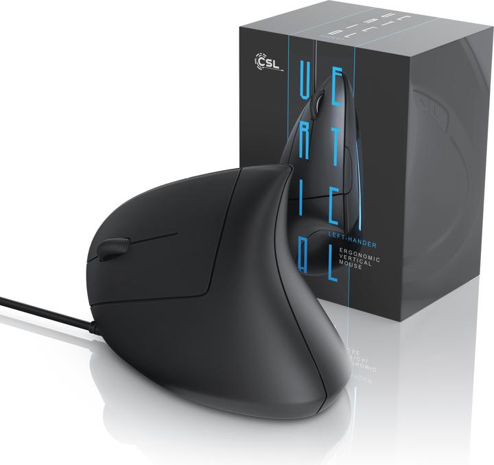 Image du produit CSL souris ergonomique, filaire, optique verticale pour gaucher, contre bras de souris/tennis (Filaire)