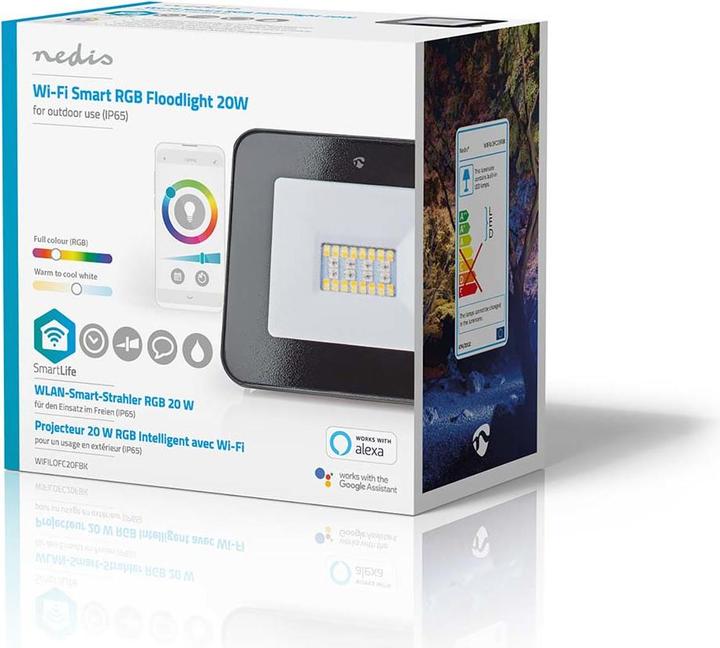 Produktbild Nedis SmartLife-Flutlicht | 1600 lm | Wi-Fi | 20 W | RGB / Warm bis kühlen weiss | 2700 - 6500 K | Al (1600 lm, IP65)
