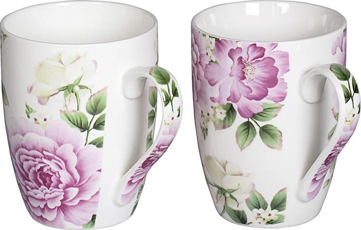Actual product image Dragimex Coffee mug Rose porcelain dishwasher safe assorted 345 ml 10cm Ø8cm white / pink (345 ml, 1 x)