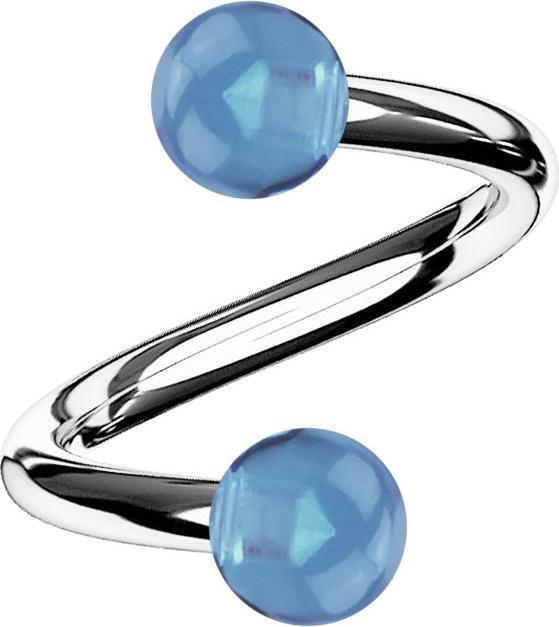 Produktbild Star Piercing Micro Spirale silber mit zwei Kugeln hellblau transparent (Acryl, Chirurgenstahl 316L, ohne Messing)