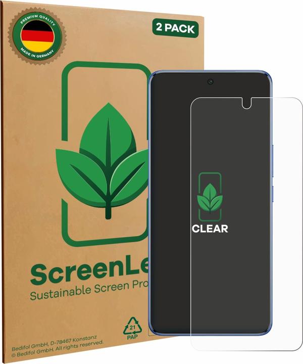 Produktbild ScreenLeaf Schutzfolie nachhaltiger Displayschutz Display Schutz Folie Klar Transparent (2 Stück, LG V50 ThinQ)
