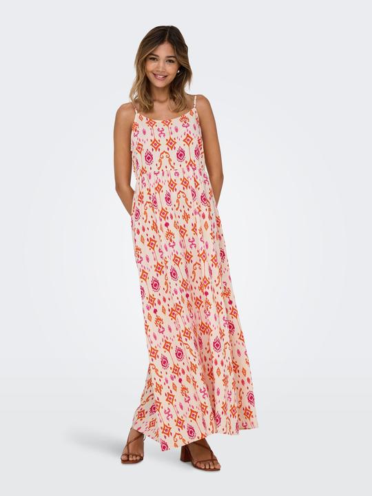Actual product image Only Normal geschnitten Kleiner Stehkragen mit Knopfleiste Verstellbare Träger Langes Kleid Kleid (L)