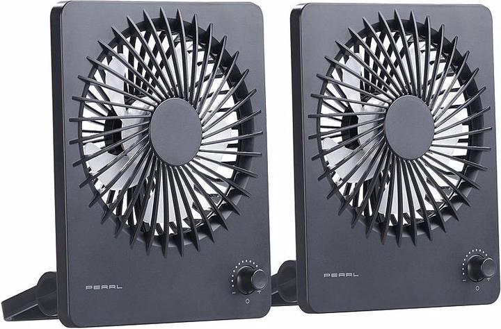 Produktbild Pearl 2er-Set Kompakter Akku-Tisch- & Wandventilator, stufenlos einstellbar (50 dB)