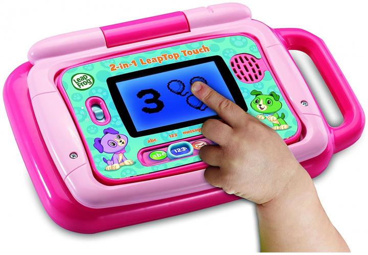 Actual product image VTech 600953 Leap Frog Kids 2 in 1 Touchscreen Activity and Music Laptop - Pink (English Version) 3+ (English)