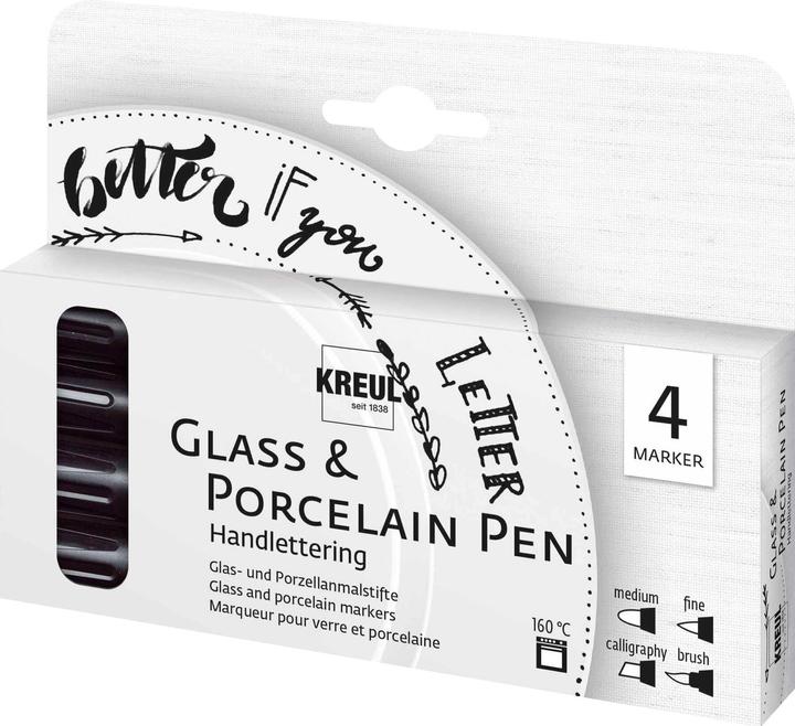 Produktbild Kreul Glass & Porcelain Pen (Schwarz, 4 mm, 4 x)