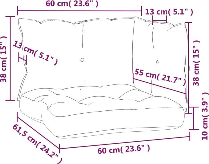 Produktbild Diverse Hardware Palettenkissen 3 Stk. Rosa Oxford-Stoff
