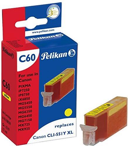 Actual product image Pelikan Ink cartridge replaced Canon CLI-551 YXL for Canon Pixma 50 (Y)