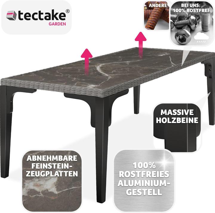 Produktbild tectake Rattan Tisch Foggia 196x87x76cm (196 cm)