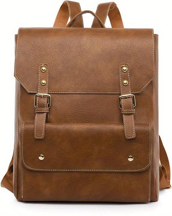 Image du produit Only-Bags.Store Sac à dos vintage à rabat et boucle, sac d'école style preppy, sac de jour pour ordinateur portable