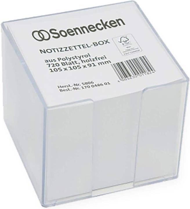 Produktbild Soennecken Notizzettelbox Masse: 10,5 x 10,5 x 9,1 cm (B x H x T) Verwendung für Papiergrössen: 9,7 x 9,7 x