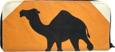 Actual product image Bekos Upcycling - Zipper Purse from Recycled Cement Bags Camel