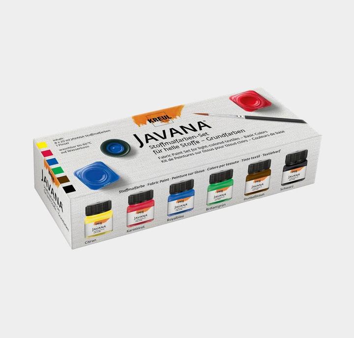 Actual product image Kreul Tex Basic Set Sunny (Brilliant green, Dark brown, Royal blue, Citron, Crimson, Black, 120 ml)