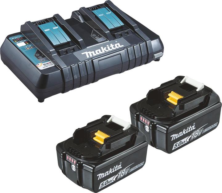 Produktbild Makita 2x BL1850B Akku 5,0 Ah 18V Li-Ion + DC18RD Doppelschnellladegerät - DC18RD-BL1850 (18 V)