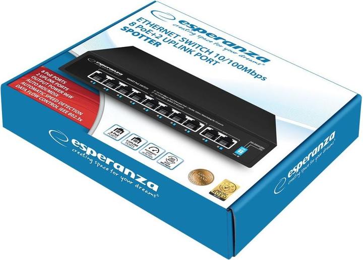 Produktbild Esperanza ENS106 10-Port Poe Switch 10/100 96W (10 Ports)