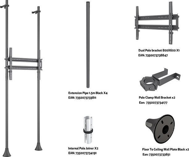 Actual product image Multibrackets Floor wall bracket with dopper tube, VESA 200x