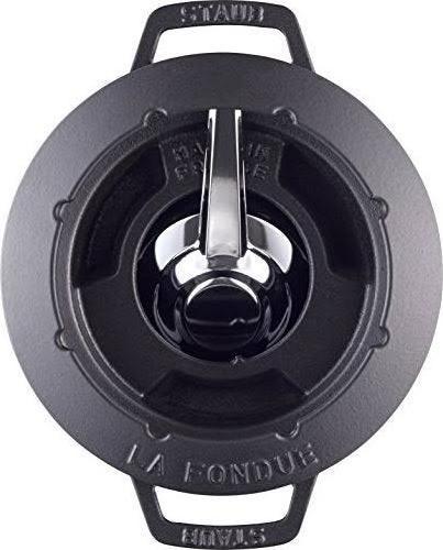 Produktbild Staub Fondue Set schwarz m. 2 Griffen, rund. 20 cm (Käsefondue, Schokoladenfondue)
