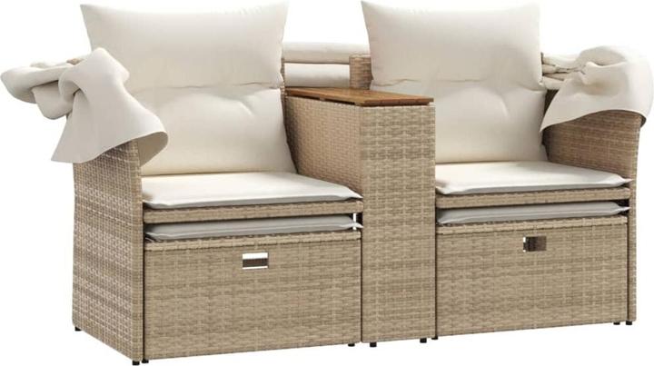 Produktbild VidaXL Gartensofa 2-Sitzer mit Dach und Hockern