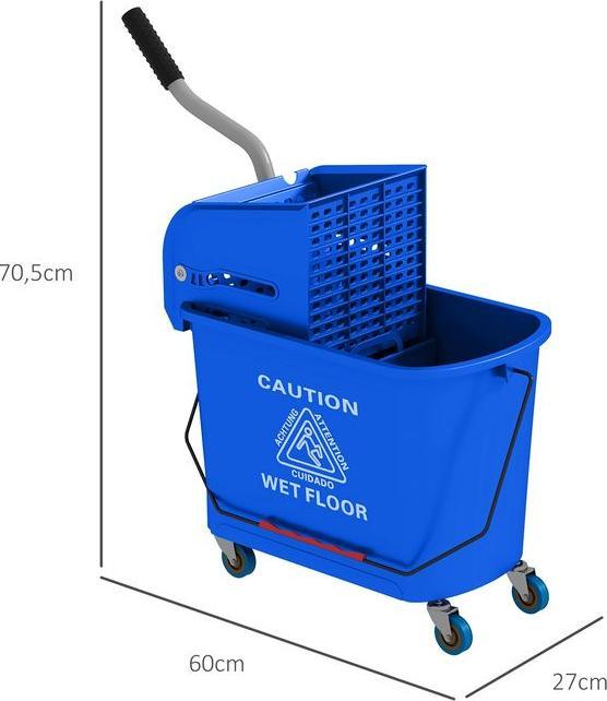 Image du produit Swisshandel24 Putzwagen Fahreimer Putzeimer 20 Liter Wischwagen mit Presse 2 Kammern Blau (1 pcs)