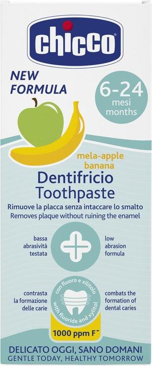 Produktbild Chicco Fruchtige Zahpasta mit Apfel/Bananengeschmack, MIT Fluorid 1000ppm, 50ml - 6-24m (50 ml)