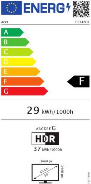 Energy Label Acer CB342CK (3440 x 1440 pixels, 34")