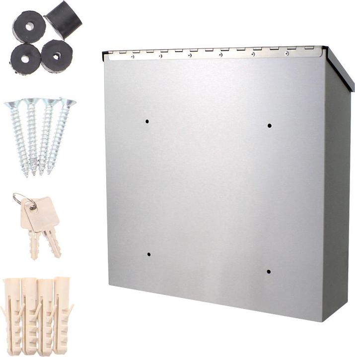 Productafbeelding Rottner brievenbus Muro INOX roestvrij staal cilinderslot 2 sleutels Naamplaathouder Venster