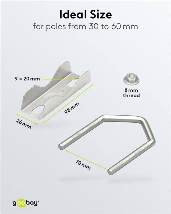 Produktbild Goobay 2er-Set Zahnschellen U-Bügel für bis zu 60 mm Rohrdurchmesser (Sonstige)