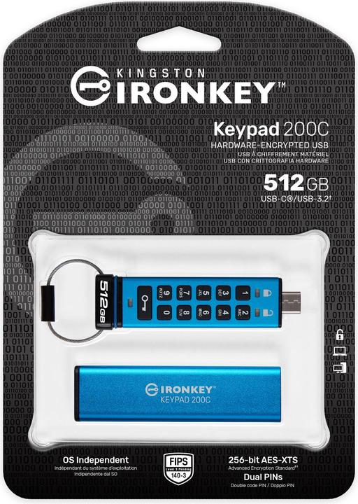 Actual product image Kingston IronKey Keypad 200C (512 GB, USB-C)