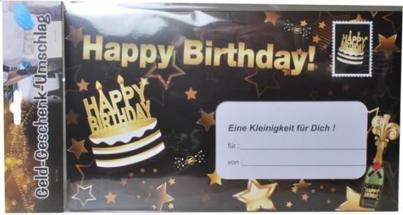 Image du produit UdoS Enveloppe géante "Happy Birthday" noir/or