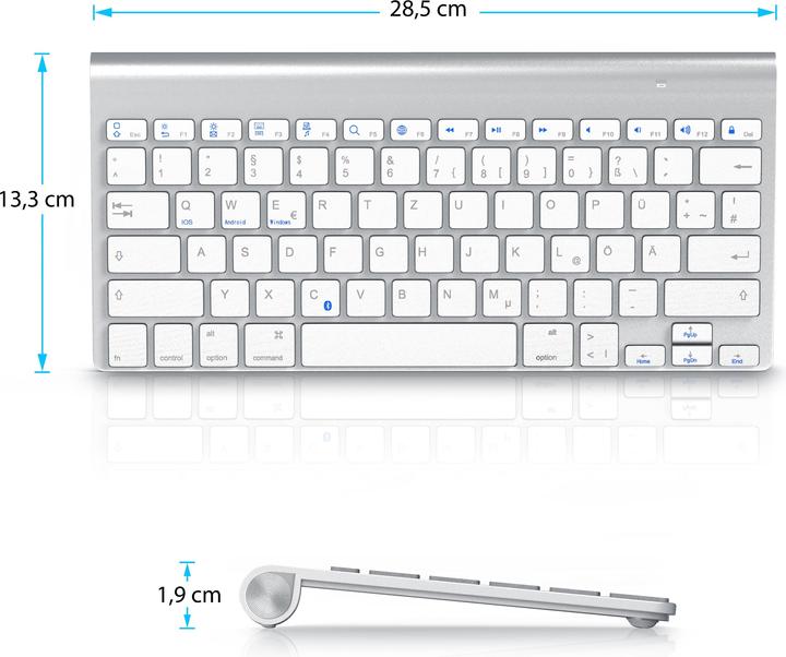 Image du produit Aplic Clavier sans fil, clavier Bluetooth pour iOS, Android, Windows, disposition QWERTY (DE, Sans fil)