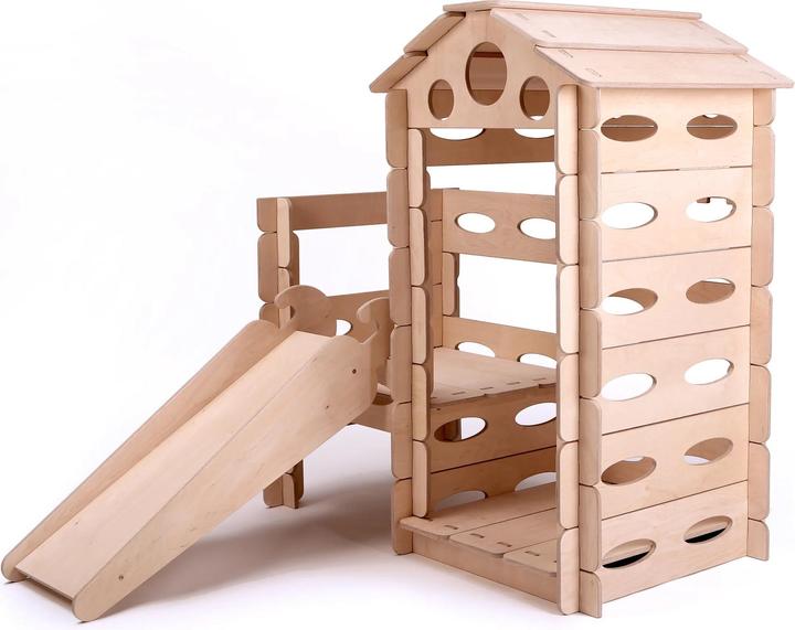 Montessori Spielhaus Set bauen und spielen + Rutsche ® Sport&Gym