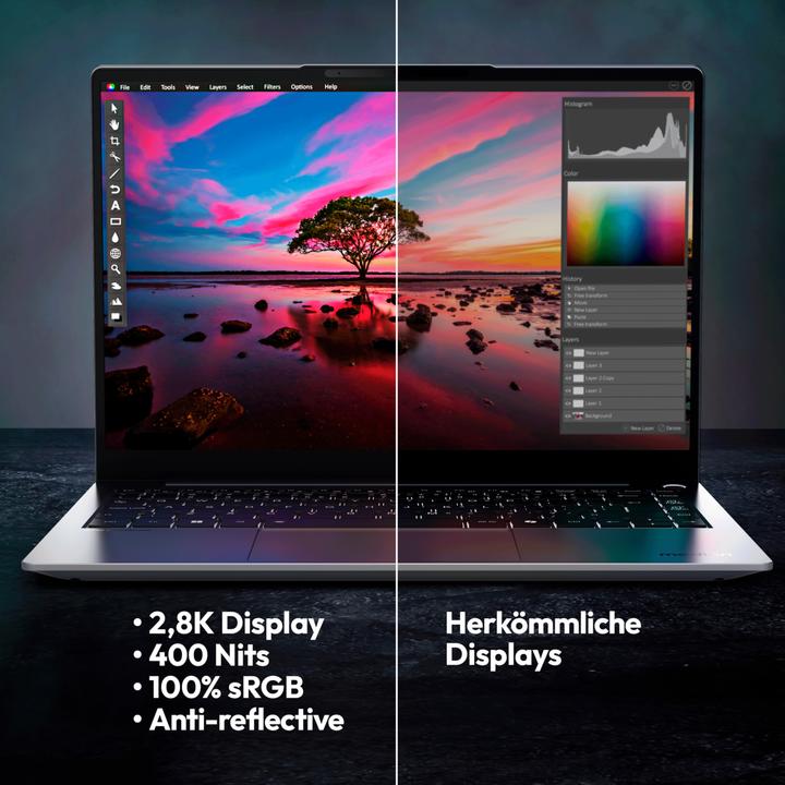 Actual product image Medion SPRCHRGD14 S1 ELITE 62636 - 14" 2,8K, Snapdragon X Elite X1E-78-100, 32GB RAM, 1TB SSD, Windo (14", Snapdragon X Elite X1E-78-100, 32.77 GB, 1000 GB)