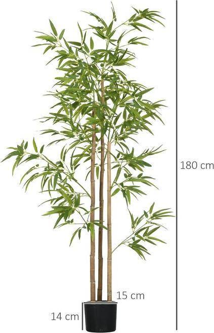 Actual product image Swisshandel24 Künstliche Pflanzen, Kunst Bambus, 180 cm Kunstpflanze mit 830 Blätter Grün (180 cm)