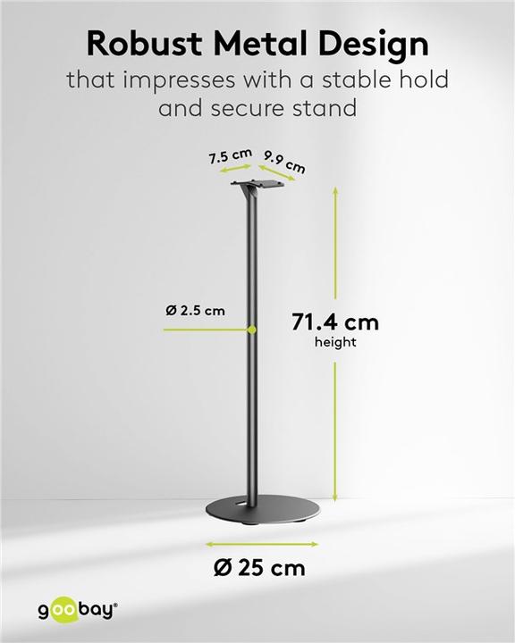 Actual product image Goobay Speaker stand Modern Era 3 Base, black (1 pcs., Stand, Not movable)