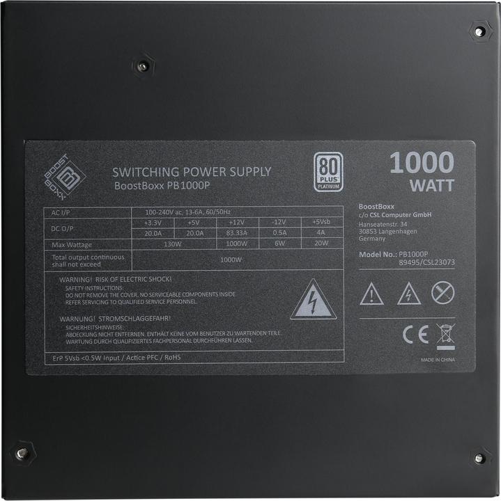 Immagine prodotto CSL 1000 Watt BoostBoxx Power Boost, Full-Modular, 92% di efficienza, certificato 80 Plus Platinum (1000 W)