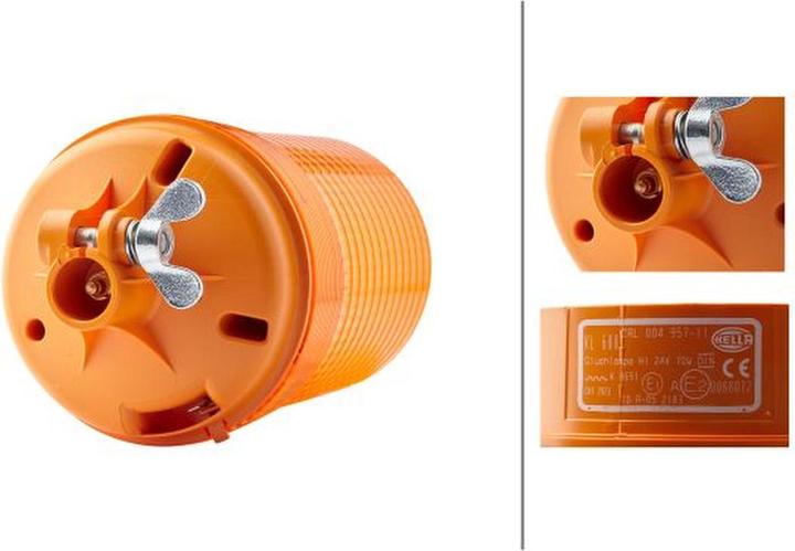 Actual product image Hella Rotating beacon halogen for AEBI DAF FIAT FORD FRUEHAUF KÄSSBOHRER MAN
