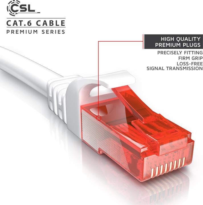 Produktbild CSL CAT.6 Netzwerkkabel - Ethernet Gigabit Lan Kabel RJ45 - Patchkabel - komp. CAT.5 CAT.6 CAT.7 CAT.8 (UTP, CAT6, 10 m)