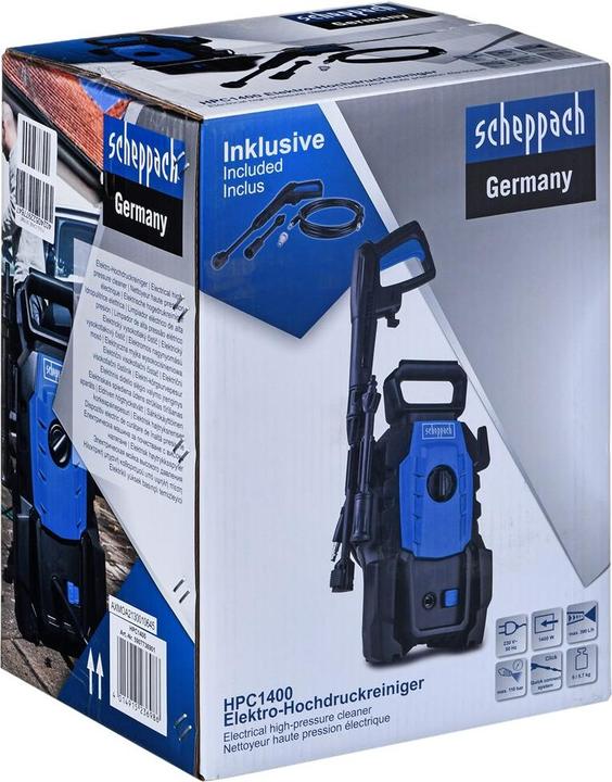 Actual product image Scheppach High-pressure cleaner 1400W, 110 bar incl. Quick-Connect system & accessories (Electrical connection)