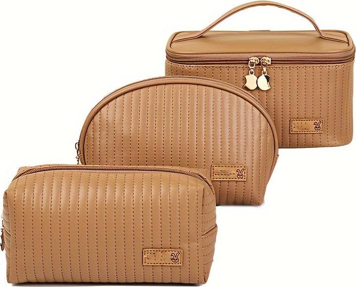 Actual product image Only-Bags.Store 3pcs/set cosmetic bag, portable large opening square cosmetic bag / shell design