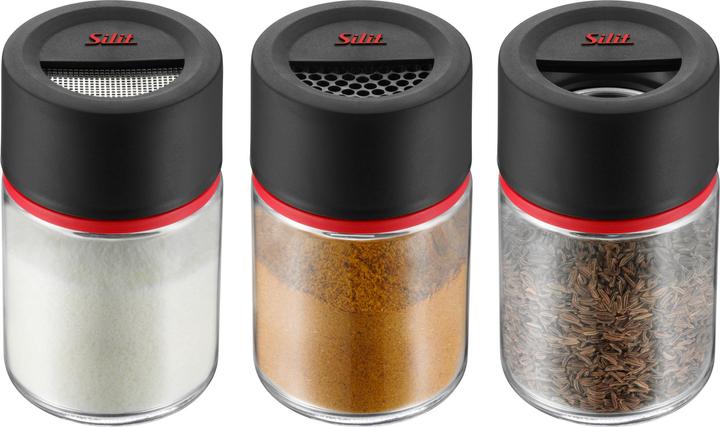Produktbild Silit Gewürzstreuer Set 3tlg Gewürzdose Gewürzstreuer Gewürzglas 100ml Glas Storio (Kräuter)