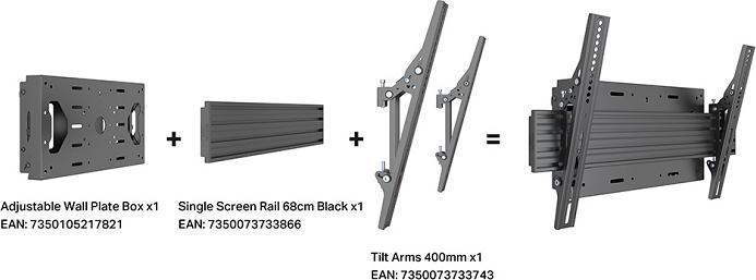 Immagine prodotto Multibrackets Staffa da parete 15-65", metallo, nero, max 70 kg (Adattatore / Piastre di montaggio)