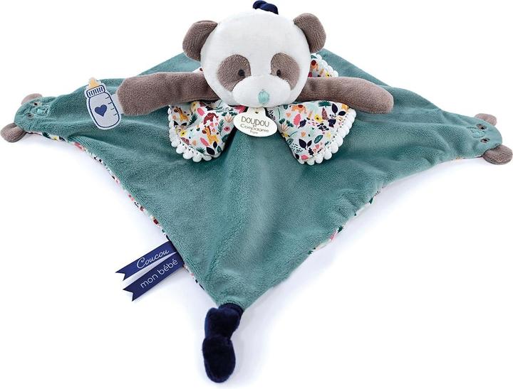 Actual product image Doudou et Compagnie Cuddle cloth Panda with finger puppet 30cm