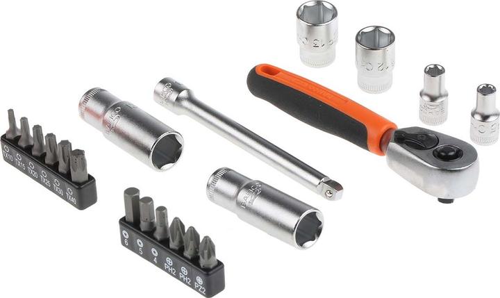 Produktbild Bahco 1/4"-Steckschlüssel-Satz, metrisch, Sechskant inklusive Schraubendreher-Bits -37-teilig (13 mm)