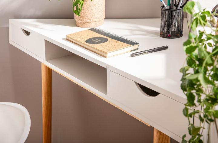 Actual product image FineBuy Eckschreibtisch Schreibtisch 80 cm Weiss Schubladen Tisch Platzsparend (80 x 80 x 78 cm)