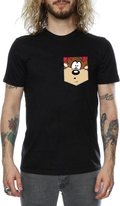 Immagine prodotto Looney Tunes Tasmanian Devil Face Faux Pocket Maglietta Uomo (3XL)
