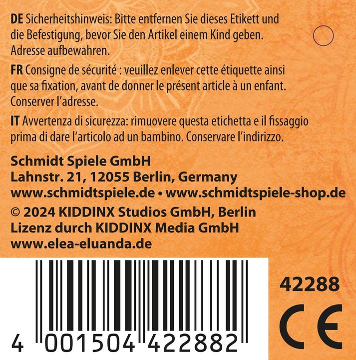 Nährwerte und Zutaten Schmidt Spiele Elea Eluanda, Ezechiel 28 cm (14 cm)