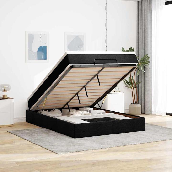 Immagine prodotto VidaXL Ottomana con materasso nero 140x200 cm in tessuto (140 x 200 cm)