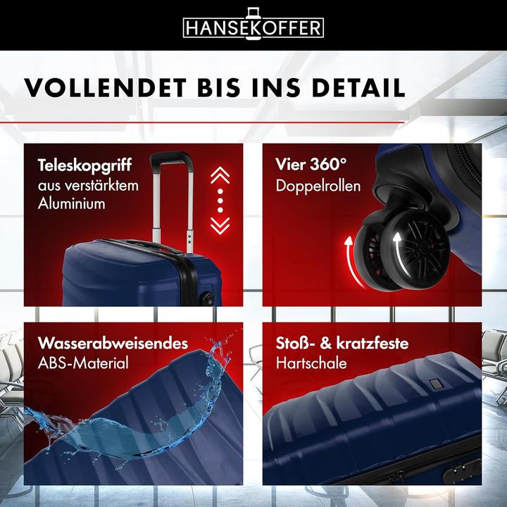 Image du produit Hansekoffer Hartschalenkoffer mit Rollen und Zahlenschloss (70 l, M (50 - 90l))