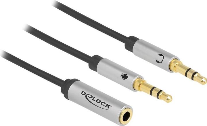 Image du produit Delock Adaptateur de casque 1 x jack 3,5 mm 4 broches vers 2 x jack 3,5 mm 3 broches (CTIA) (Adaptateur de casque)