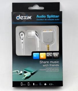Immagine prodotto Dexim Splitter audio con cuffie In-Ear aggiuntive bianco (Cablato)